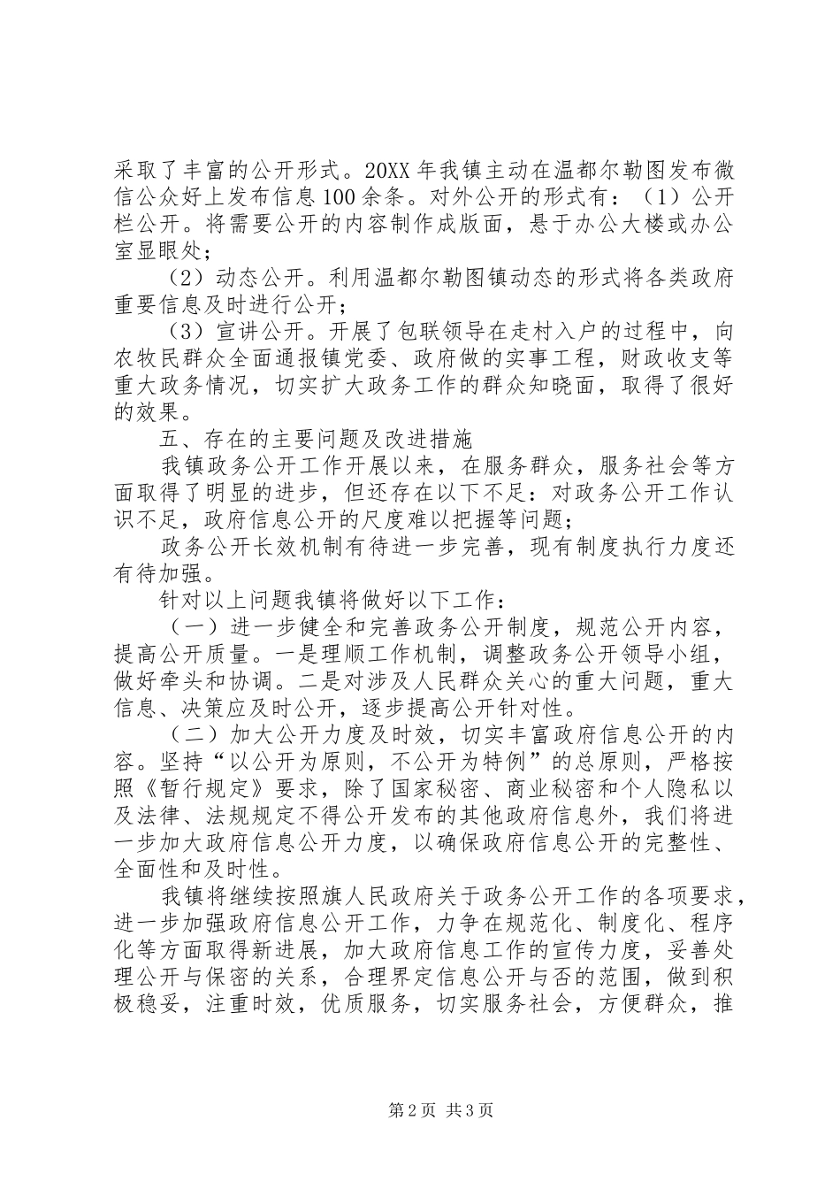 2024年镇人民政府年度政务公开工作落实情况的报告_第2页