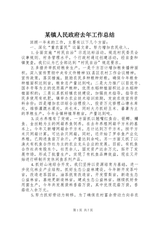 2024年镇人民政府去年工作总结