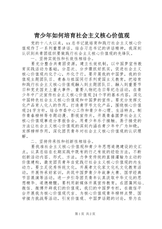 2024年青少年如何培育社会主义核心价值观