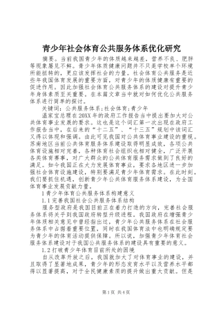 2024年青少年社会体育公共服务体系优化研究