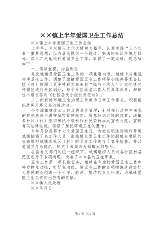 2024年镇上半年爱国卫生工作总结