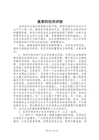 2024年重要的信用评级