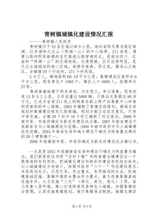 2024年青树镇城镇化建设情况汇报
