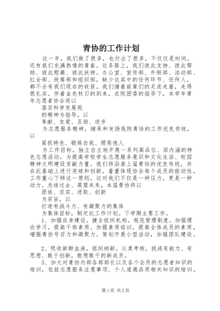 2024年青协的工作计划