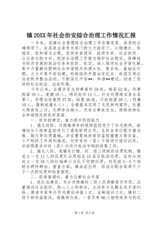 2024年镇社会治安综合治理工作情况汇报