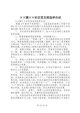 2024年镇社区党支部选举办法