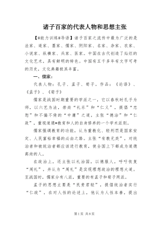 2024年诸子百家的代表人物和思想主张