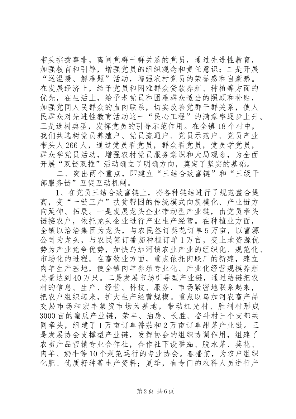 2024年镇双链双推活动汇报材料_第2页