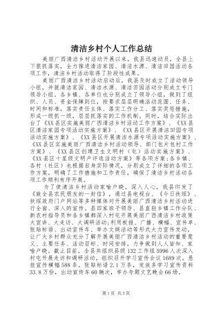 2024年清洁乡村个人工作总结