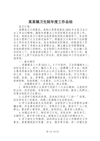 2024年镇卫生院年度工作总结