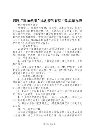 2024年清理批而未用土地专项行动中期总结报告