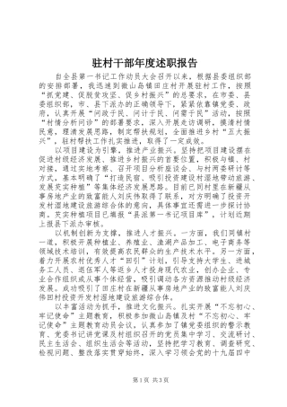 2024年驻村干部年度述职报告