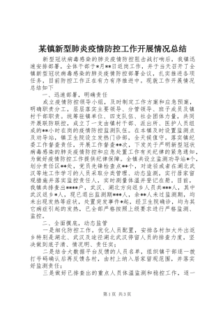2024年镇新型肺炎疫情防控工作开展情况总结