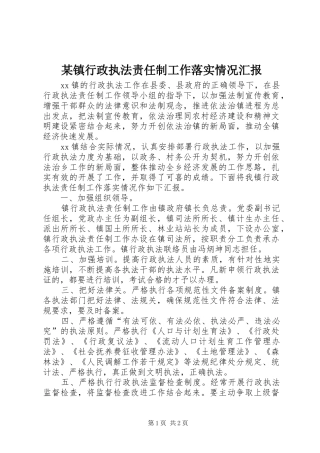 2024年镇行政执法责任制工作落实情况汇报