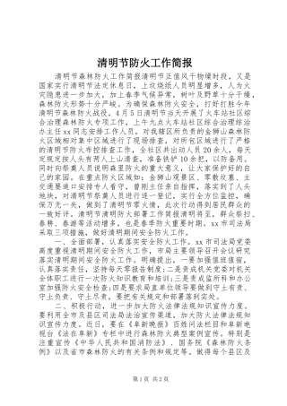 2024年清明节防火工作简报