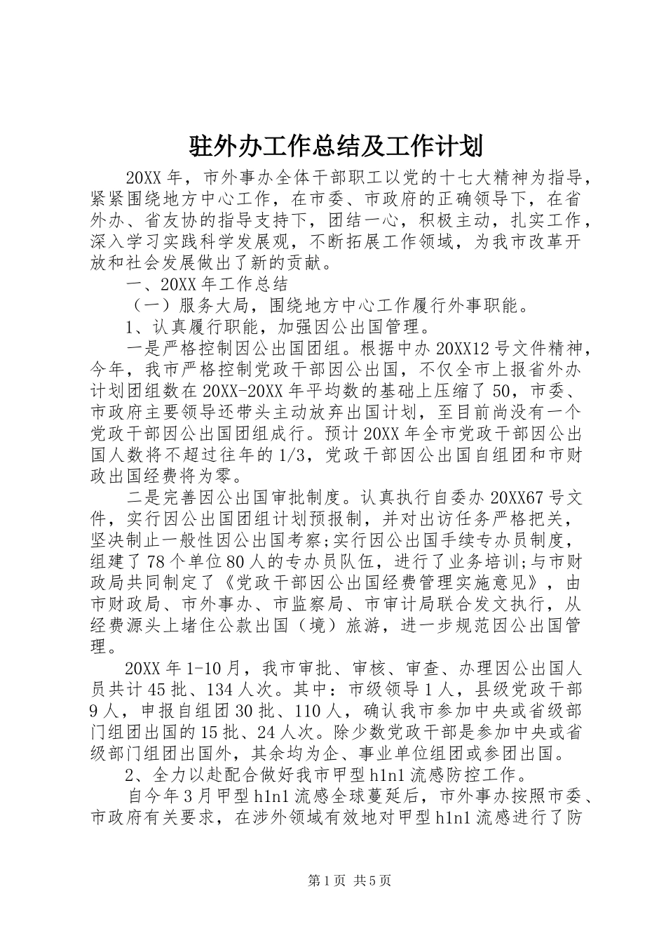 2024年驻外办工作总结及工作计划_第1页