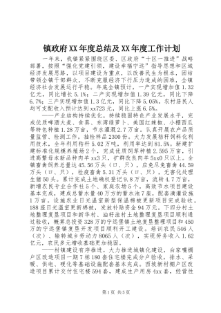 2024年镇政府年度总结及年度工作计划