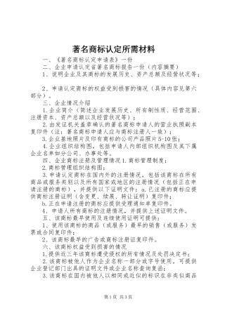 2024年著名商标认定所需材料