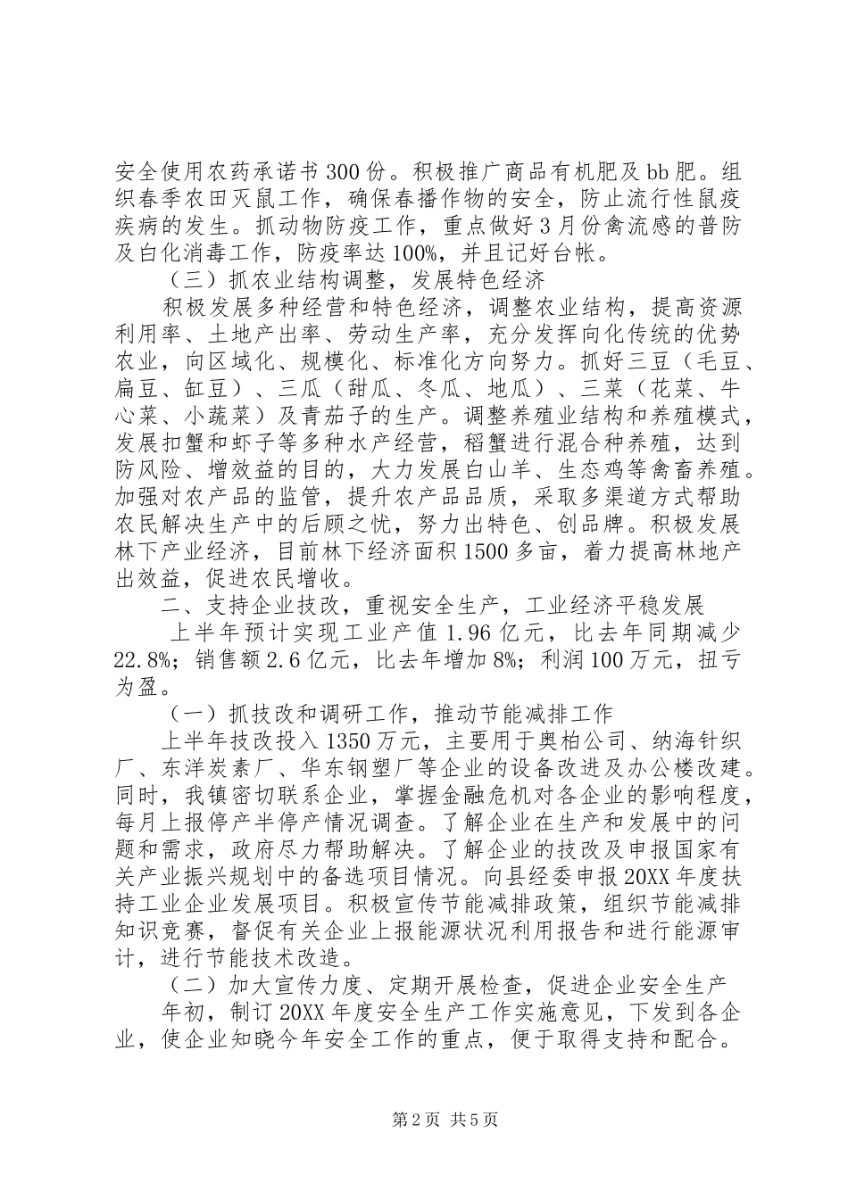 2024年镇政府上半年工作总结及下半年工作计划_第2页