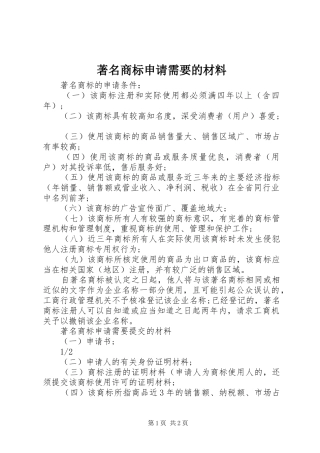 2024年著名商标申请需要的材料