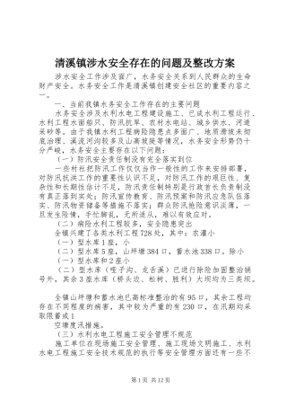 2024年清溪镇涉水安全存在的问题及整改方案