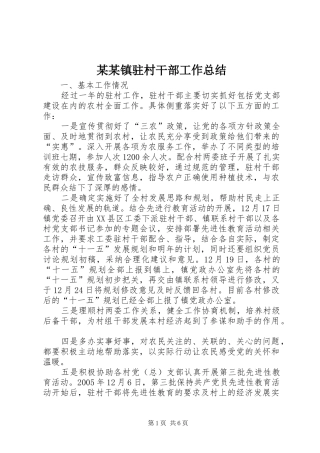 2024年镇驻村干部工作总结