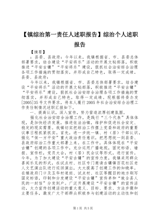 2024年镇综治第一责任人述职报告综治个人述职报告