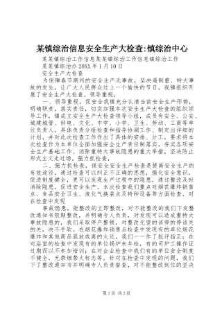 2024年镇综治信息安全生产大检查镇综治中心