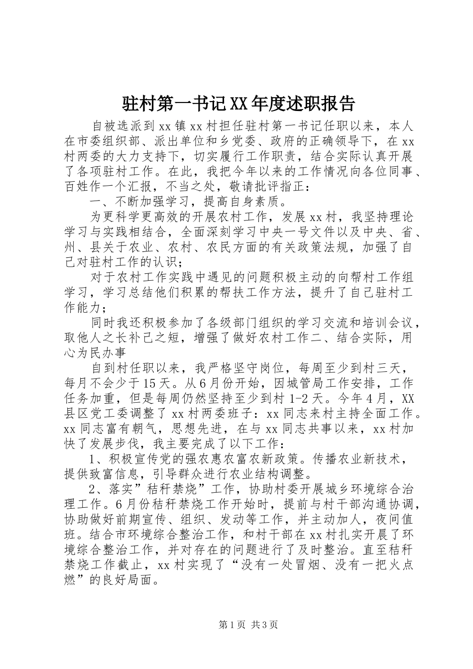 2024年驻村第一书记年度述职报告_第1页