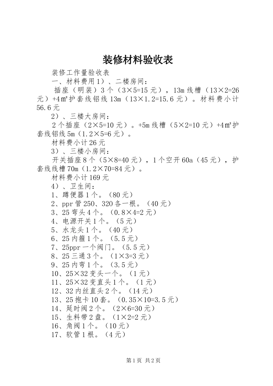 2024年装修材料验收表_第1页