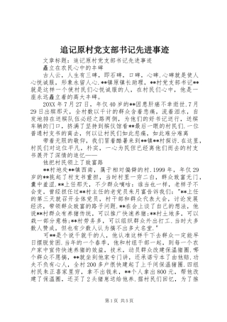 2024年追记原村党支部书记先进事迹