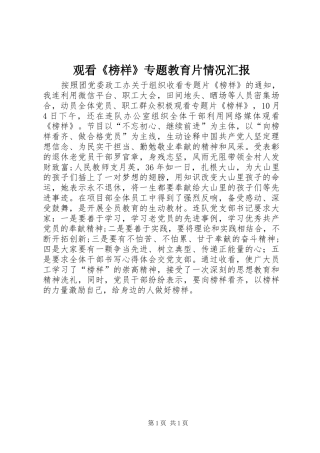 2024年观看榜样专题教育片情况汇报