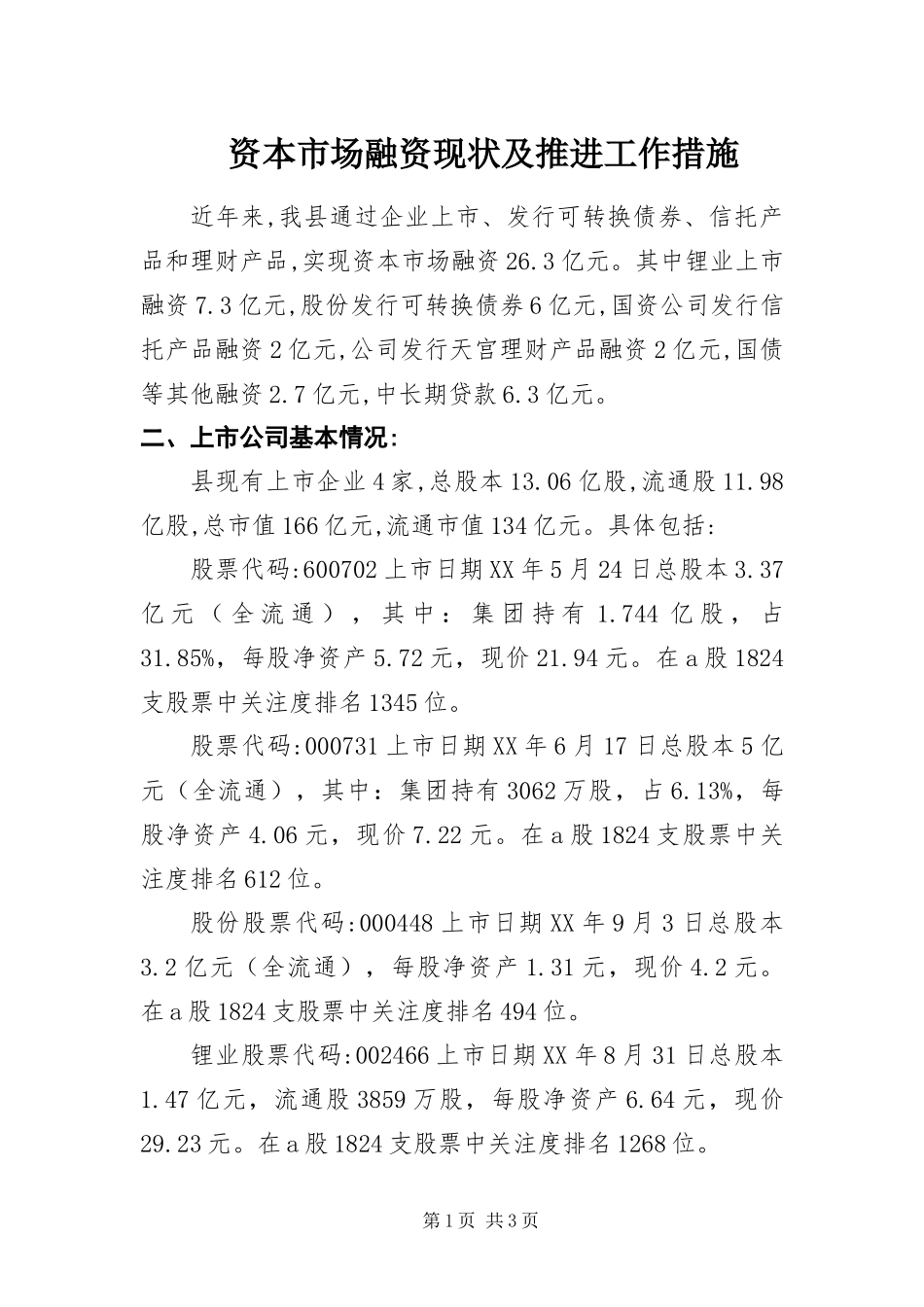 2024年资本市场融资现状及推进工作措施_第1页