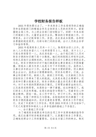 2024年学校财务报告样板