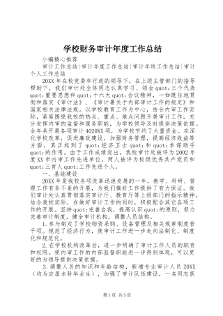 2024年学校财务审计年度工作总结
