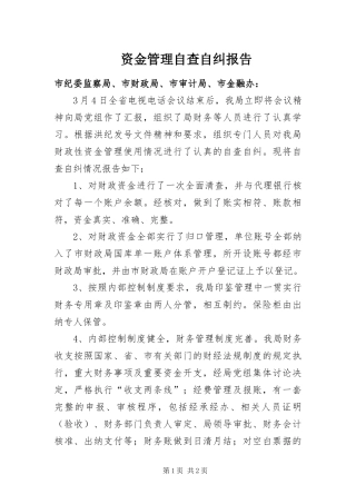 2024年资金管理自查自纠报告