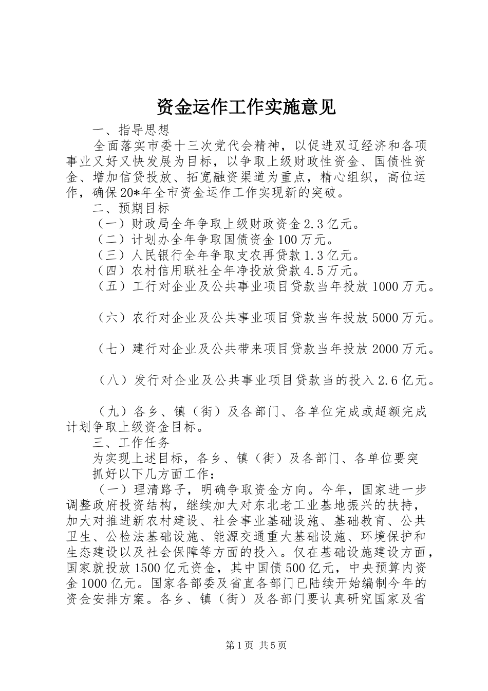 2024年资金运作工作实施意见_第1页
