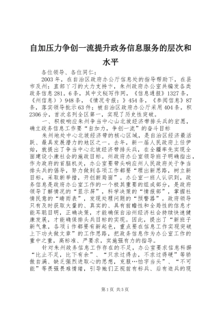 2024年自加压力争创一流提升政务信息服务的层次和水平