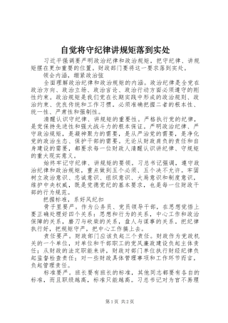 2024年自觉将守纪律讲规矩落到实处