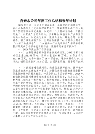 2024年自来水公司年度工作总结和来年计划