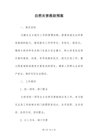 2024年自然灾害救助预案