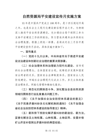 2024年自然资源局平安建设宣传月实施方案