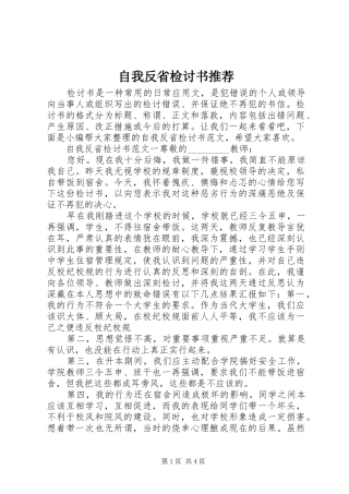 2024年自我反省检讨书推荐