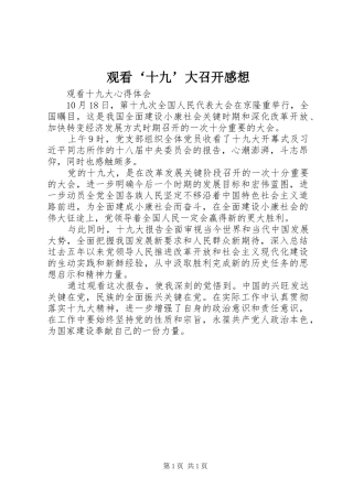 2024年观看十九大召开感想
