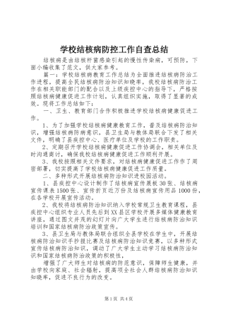 2024年学校结核病防控工作自查总结