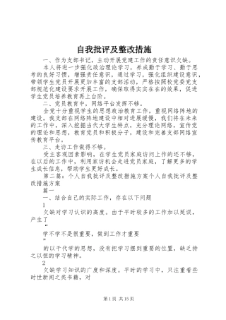 2024年自我批评及整改措施