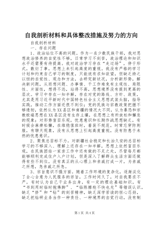2024年自我剖析材料和具体整改措施及努力的方向