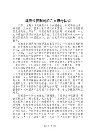 2024年观看巡视利剑的几点思考认识