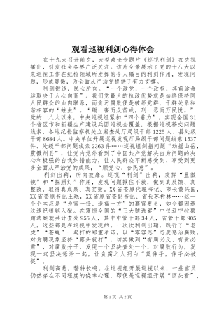 2024年观看巡视利剑心得体会