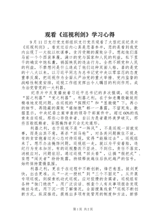 2024年观看巡视利剑学习心得